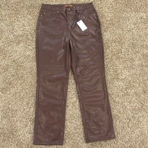 Judy Blue Pants Women's 15/32 Brown Espresso Straight Leg Faux Leather